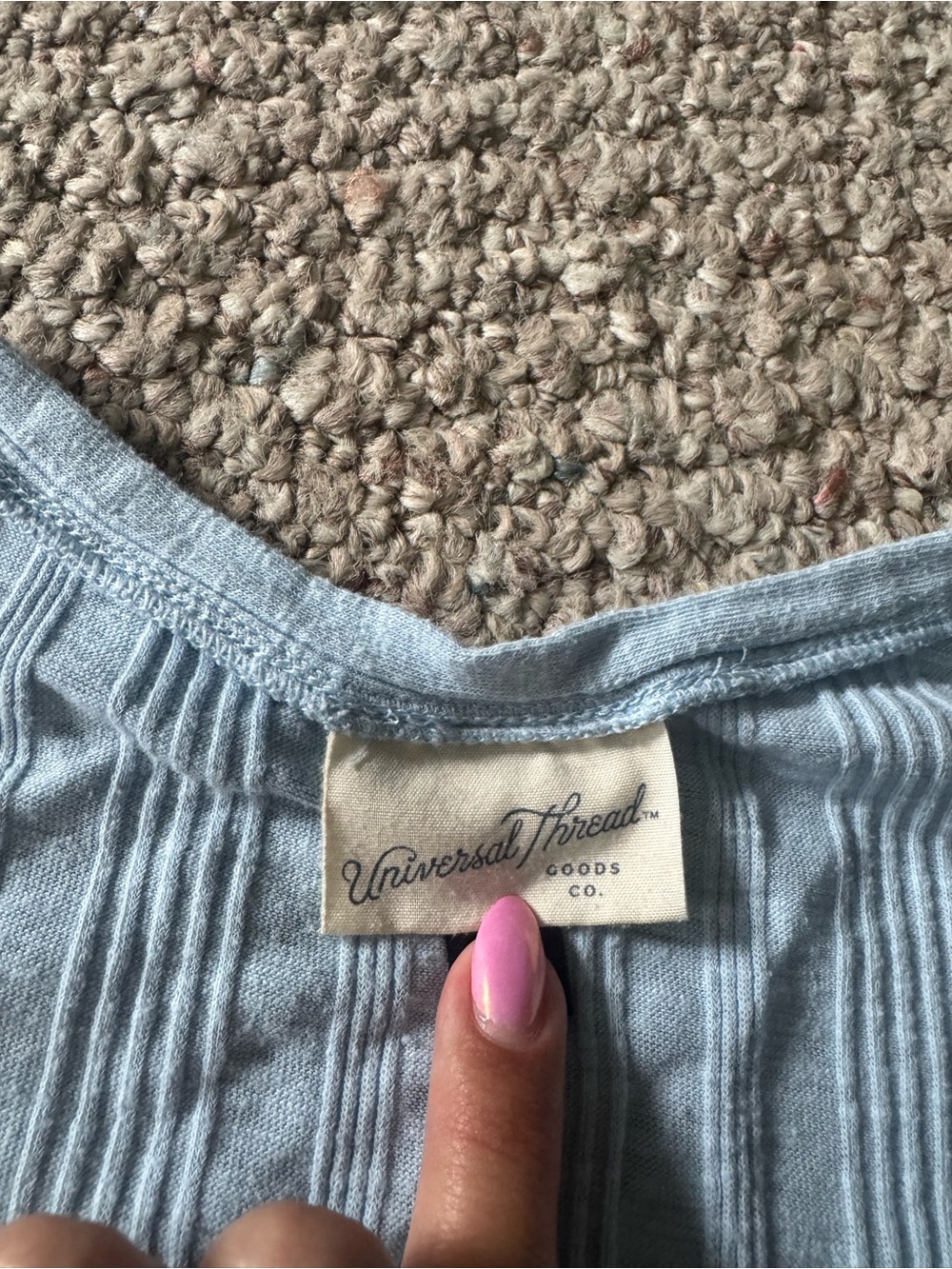 Universal Thread Light Blue Ribbed Button-Front Tank Top - Picture 4 of 4
